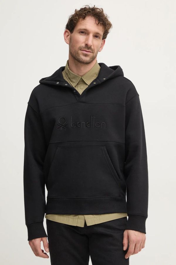 United Colors of Benetton Dukserica United Colors of Benetton za muškarce, boja: crna, s kapuljačom, s aplikacijom, 3VVUU201P