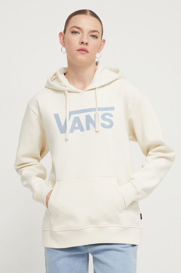 Vans Dukserica Vans za žene, boja: bež, s kapuljačom, s tiskom