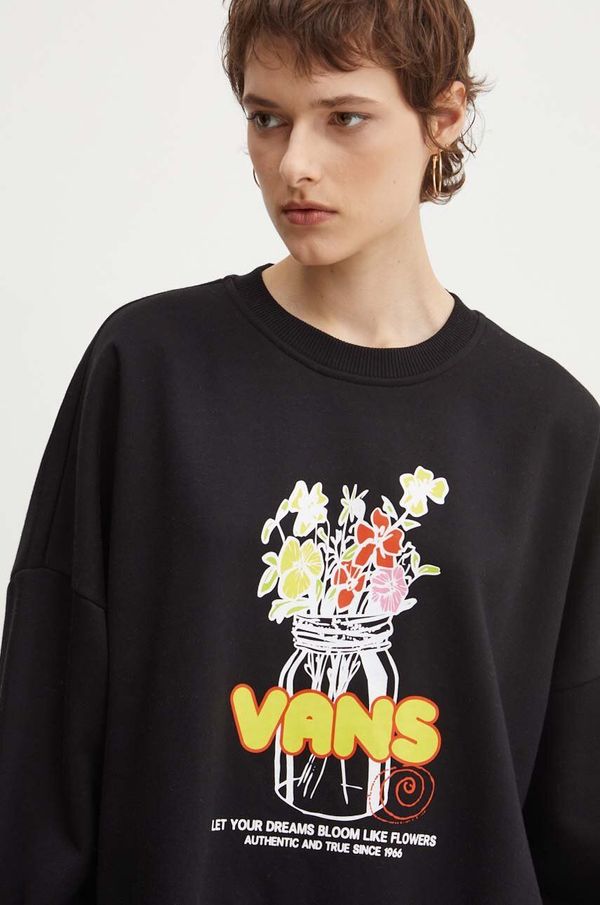 Vans Dukserica Vans za žene, boja: crna, s tiskom, VN000KH8BLK1