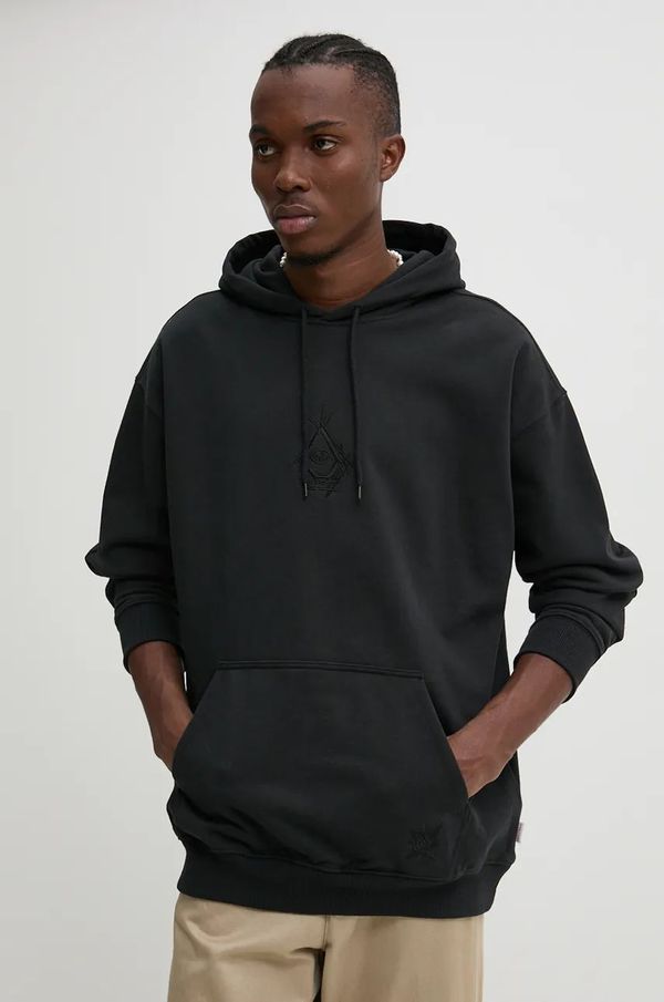 Volcom Dukserica Volcom za muškarce, boja: crna, s kapuljačom, s aplikacijom, A4132414