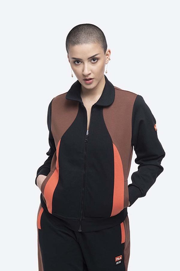 Wood Wood Dukserica Wood Wood Evonn x Fila Women Evonne Track Jacket za žene, boja: crna, s uzorkom, 688378.B028-BLACK