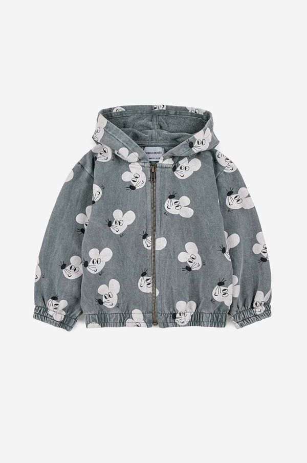 Bobo Choses Dukserica za bebe Bobo Choses boja: siva, s kapuljačom, s uzorkom