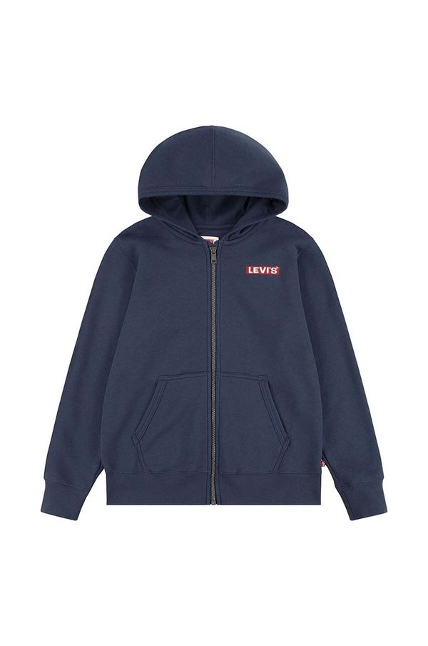 Levi's Dukserica za bebe Levi's BOXTAB FULL ZIP HOODIE boja: tamno plava, s kapuljačom, bez uzorka, 6EJ762
