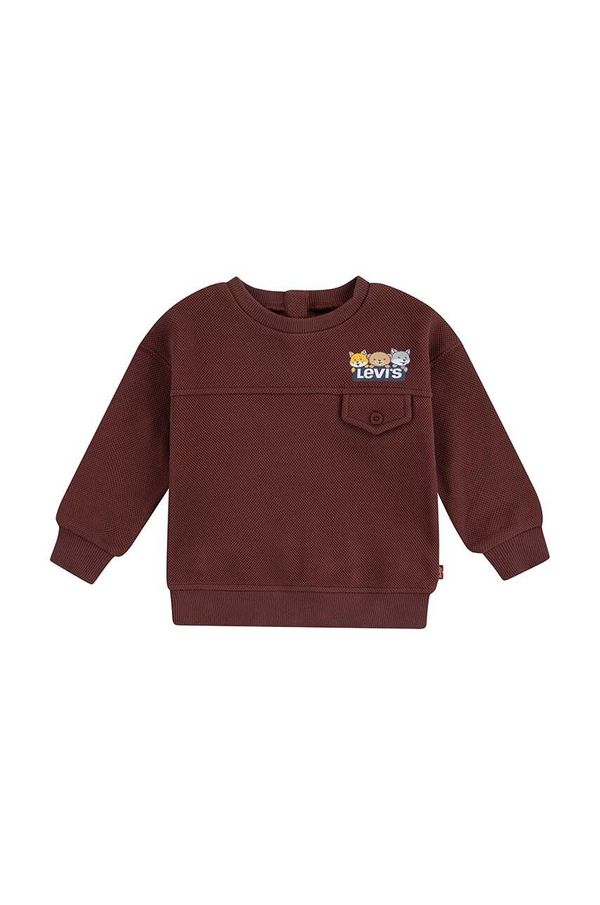 Levi's Dukserica za bebe Levi's CHARACTER POCKET CREW boja: smeđa, s tiskom, 6EL339