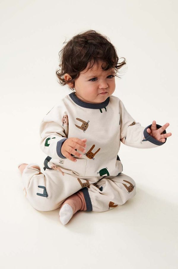 Liewood Dukserica za bebe Liewood Lucie Baby Printed Sweatshirt boja: bež, s uzorkom, LW19474