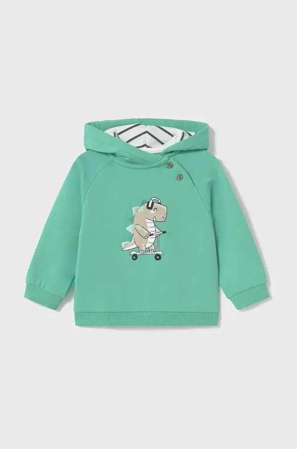 Mayoral Dukserica za bebe Mayoral boja: tirkizna, s kapuljačom, s tiskom, 1467