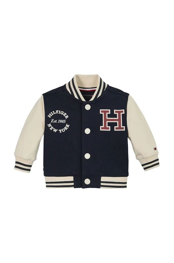 Tommy Hilfiger Dukserica za bebe Tommy Hilfiger boja: tamno plava, s aplikacijom, KN0KN01960