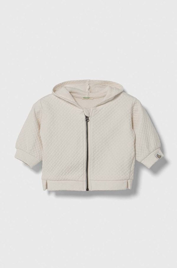 United Colors of Benetton Dukserica za bebe United Colors of Benetton boja: bež, s kapuljačom, bez uzorka
