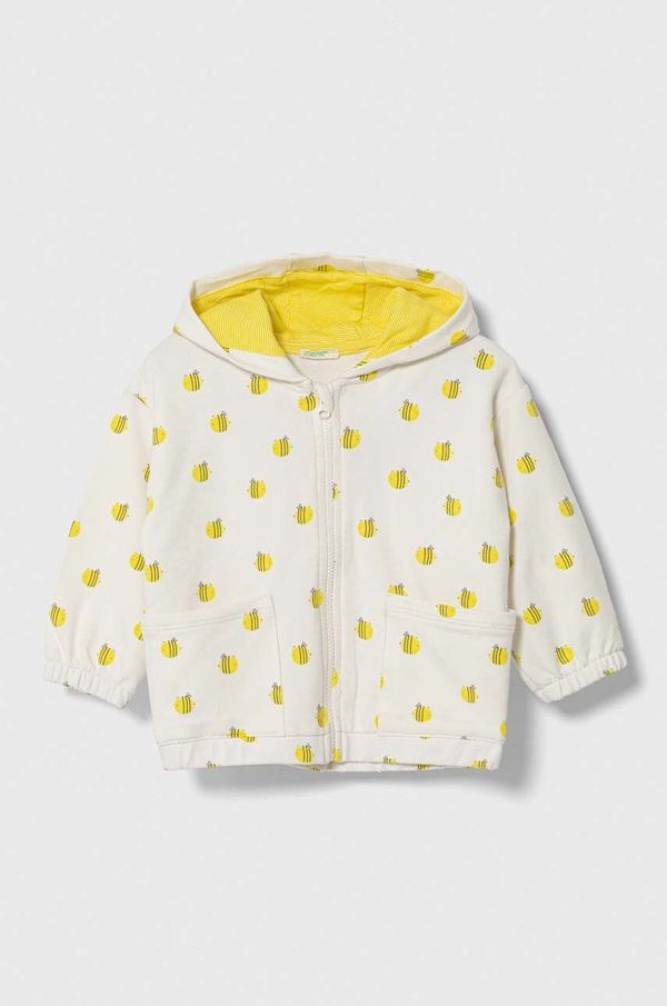 United Colors of Benetton Dukserica za bebe United Colors of Benetton boja: bež, s kapuljačom, s uzorkom