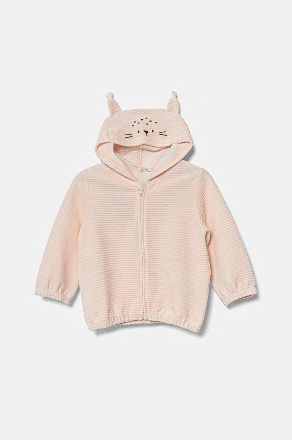 United Colors of Benetton Dukserica za bebe United Colors of Benetton boja: ružičasta, s kapuljačom, bez uzorka, 3MCDA501C