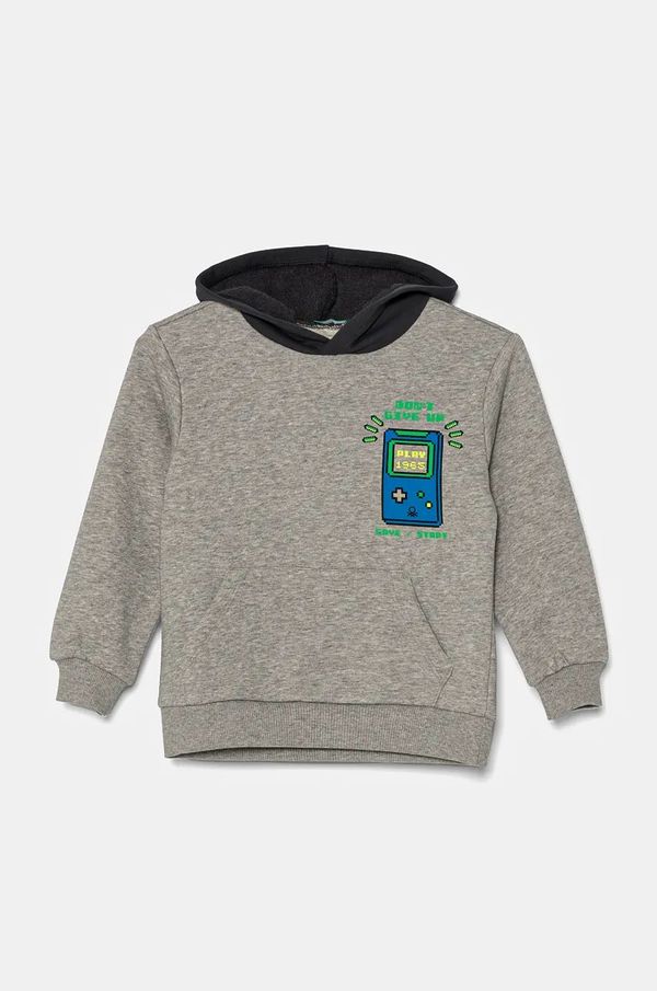 United Colors of Benetton Dukserica za bebe United Colors of Benetton boja: siva, s kapuljačom, s tiskom, 3PANG2010