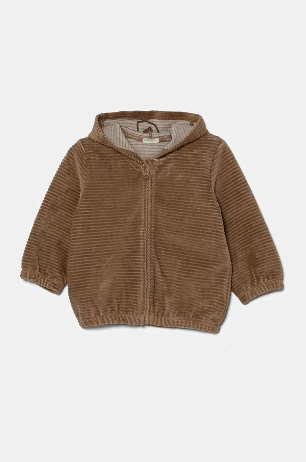 United Colors of Benetton Dukserica za bebe United Colors of Benetton boja: smeđa, s kapuljačom, bez uzorka, 3MCDA501C