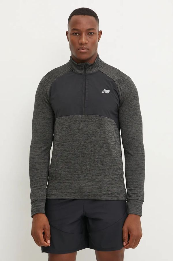 New Balance Dukserica za trčanje New Balance Athletics Heat Grid boja: crna, s uzorkom, MT43204BK