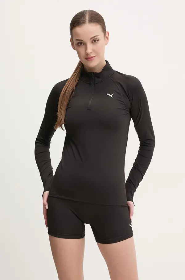 Puma Dukserica za trčanje Puma Velocity Cloudspun boja: crna, bez uzorka, 526650