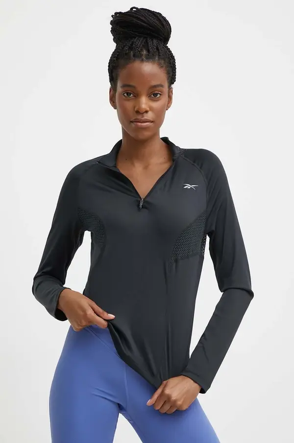 Reebok Dukserica za trčanje Reebok boja: crna, bez uzorka, 100075413