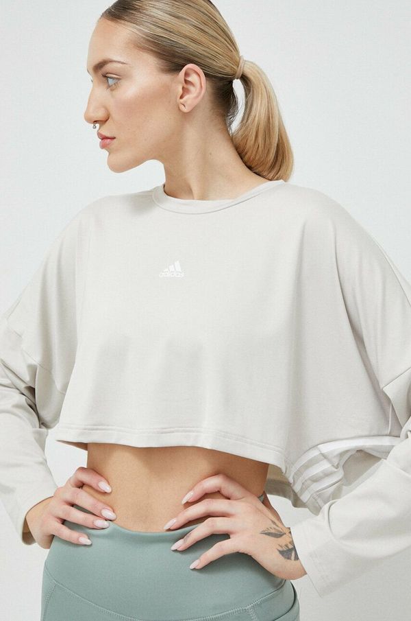 adidas Dukserica za trening adidas Hyperglam boja: bež, glatka