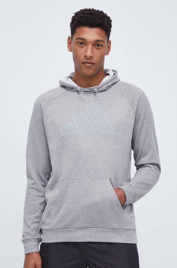 adidas Performance Dukserica za trening adidas Performance boja: siva, s kapuljačom, s tiskom