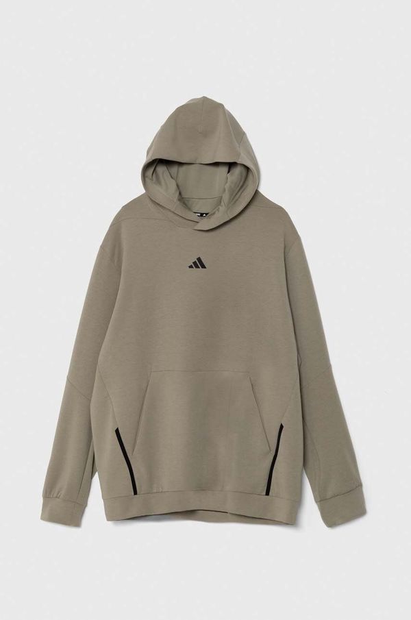 adidas Performance Dukserica za trening adidas Performance Designed for Training boja: zelena, s kapuljačom, bez uzorka, JE6690