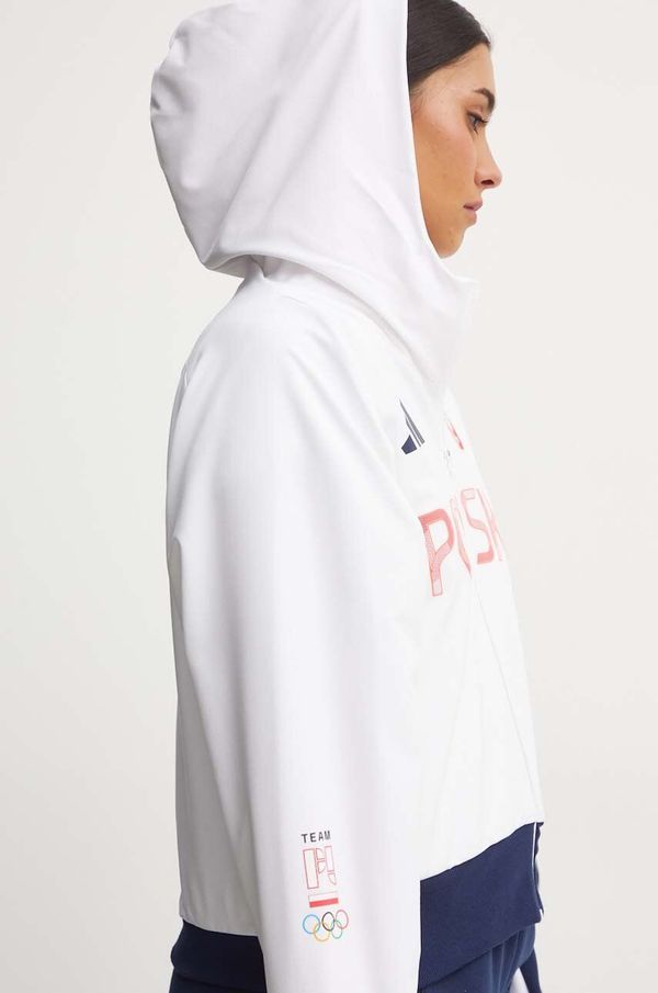 adidas Performance Dukserica za trening adidas Performance Olympic boja: bijela, s kapuljačom, s uzorkom, JF6671