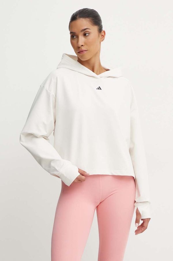 adidas Performance Dukserica za trening adidas Performance Strength boja: bež, s kapuljačom, bez uzorka, IW3191