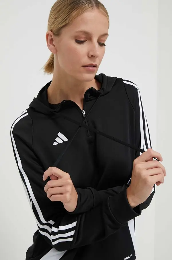 Adidas Dukserica za trening adidas Performance Tiro24 boja: crna, s kapuljačom, aplikacijom