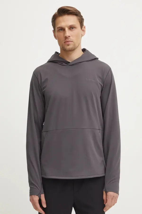 Calvin Klein Dukserica za trening Calvin Klein Performance boja: siva, s kapuljačom, bez uzorka, LVGMS5W346