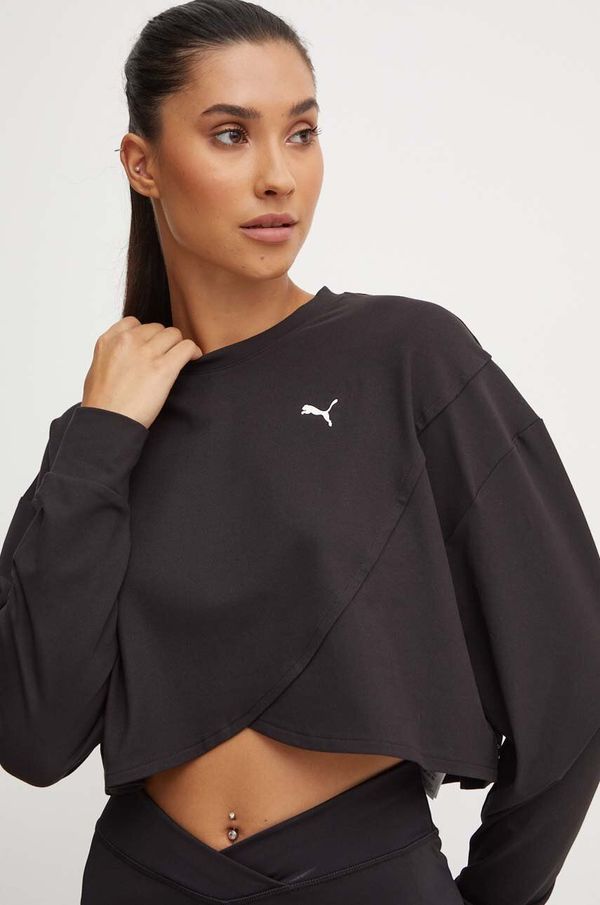 Puma Dukserica za trening Puma Cloudspun boja: crna, bez uzorka, 525879