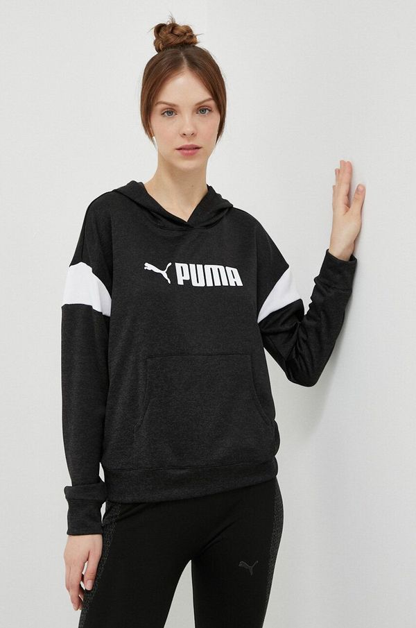 Puma Dukserica za trening Puma Fit Tech boja: crna, s kapuljačom, s uzorkom