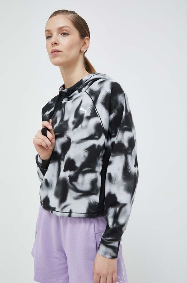 Puma Dukserica za trening Puma Modern Sports boja: crna, s kapuljačom, s uzorkom