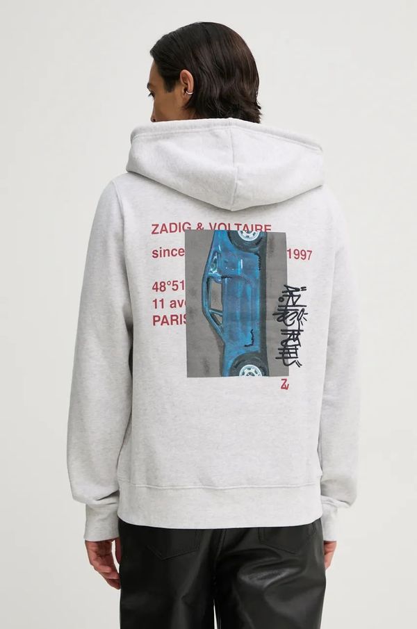 Zadig&Voltaire Dukserica ZADIG&VOLTAIRE za muškarce, boja: siva, s kapuljačom, s tiskom, JMSS00253