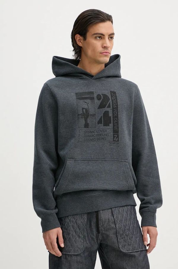 Zadig&Voltaire Dukserica ZADIG&VOLTAIRE za muškarce, boja: siva, s kapuljačom, s tiskom, JMSS00254