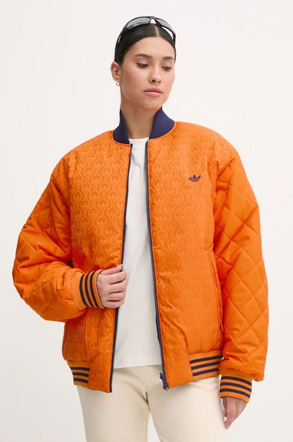adidas Originals Dvostrana bomber jakna adidas Originals 70s Reversible Oversized Bomber Jacket za žene, boja: narančasta, za zimu, oversize, JN7657