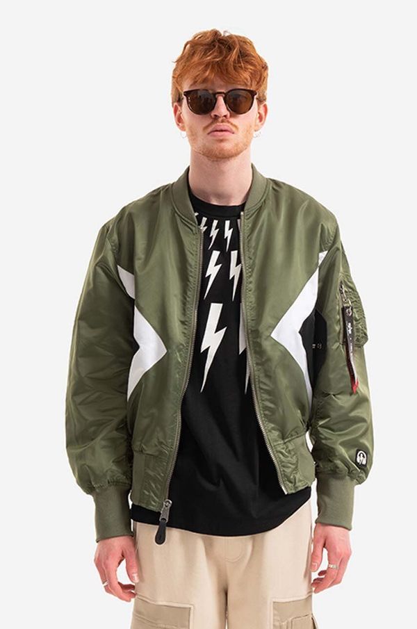 Alpha Industries Dvostrana bomber jakna Alpha Industries x Neil Barrett MA-1 za muškarce, boja: zelena, za prijelazno razdoblje, 106120.01-green