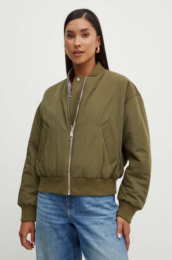 Boss Orange Dvostrana bomber jakna Boss Orange za žene, boja: zelena, za zimu, oversize, 50521621