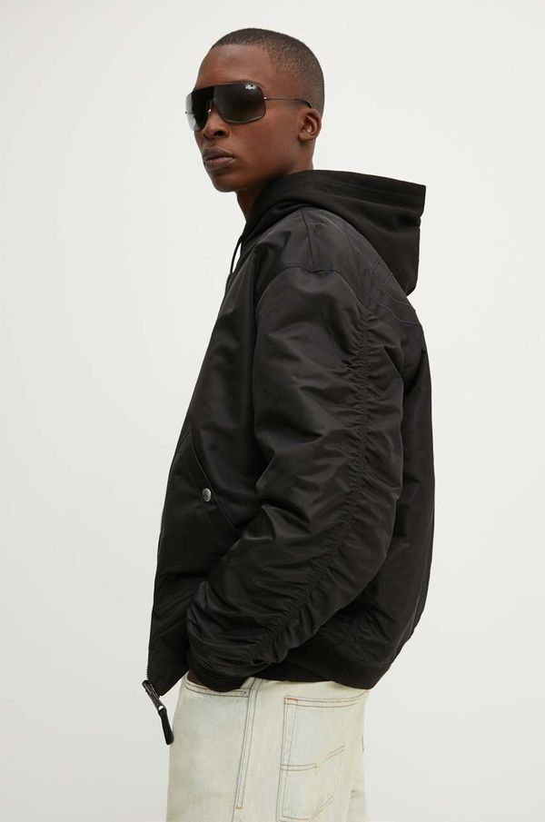 Diesel Dvostrana bomber jakna Diesel J-HELD za muškarce, boja: crna, za prijelazno razdoblje, oversize, A14408.0HCAS