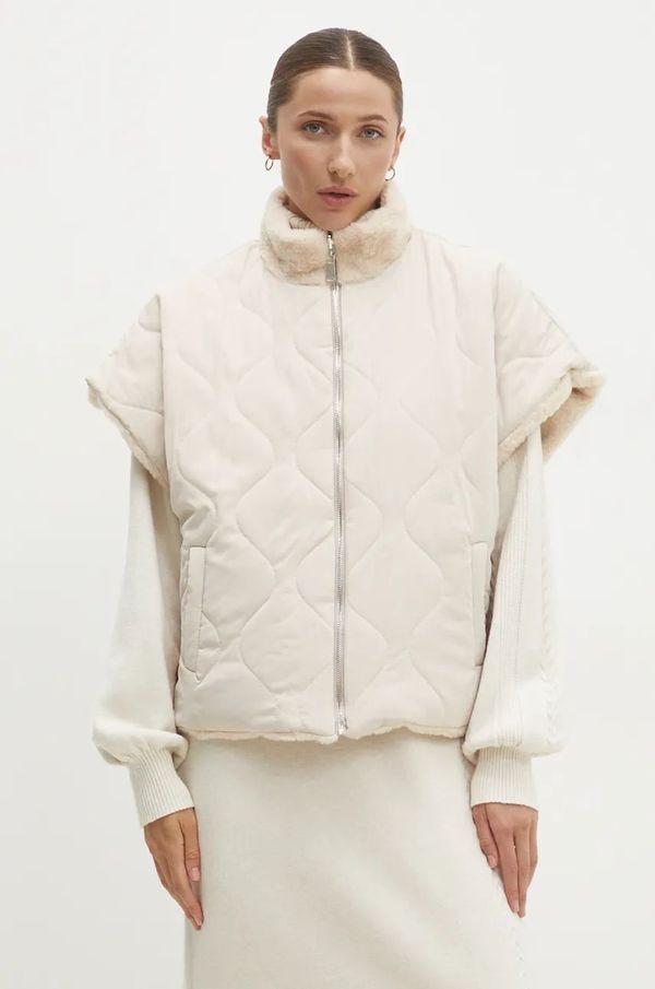 Answear Lab Dvostrana jakna Answear Lab za žene, boja: bež, za prijelazno razdoblje, oversize