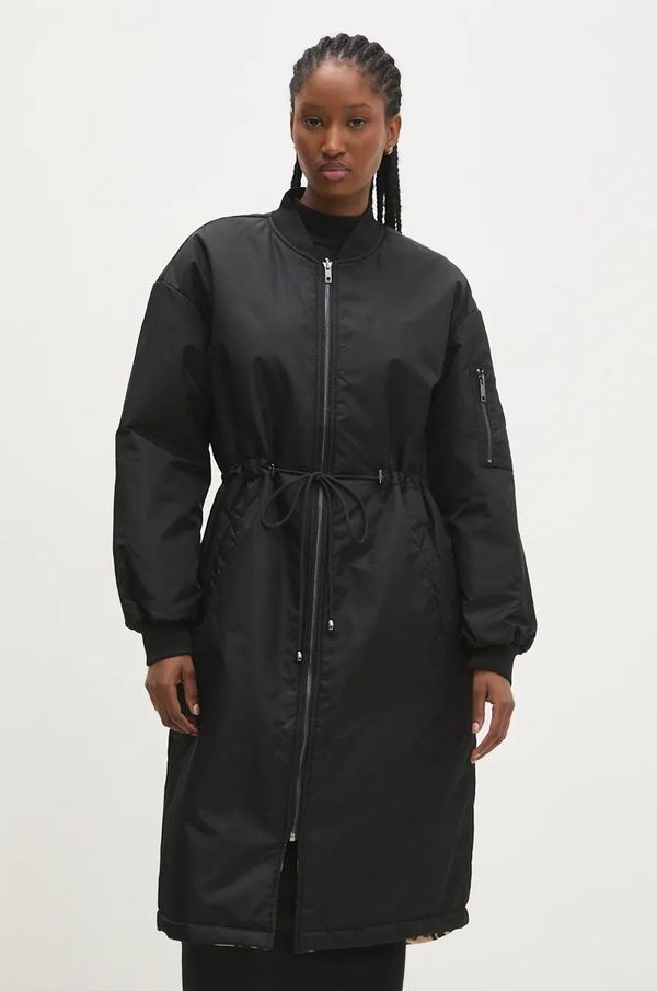 Answear Lab Dvostrana jakna Answear Lab za žene, boja: crna, za prijelazno razdoblje, oversize