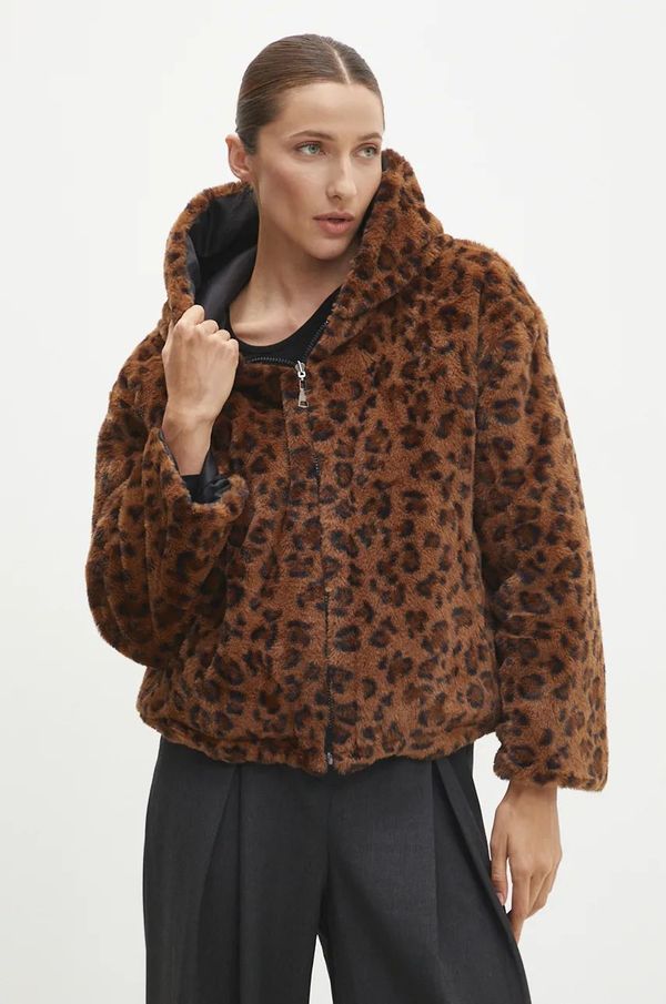 Answear Lab Dvostrana jakna Answear Lab za žene, boja: smeđa, za prijelazno razdoblje, oversize