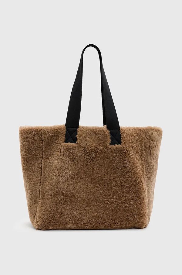AllSaints Dvostrana kožna torba AllSaints IZZY SHEARLING boja: smeđa, W056XB