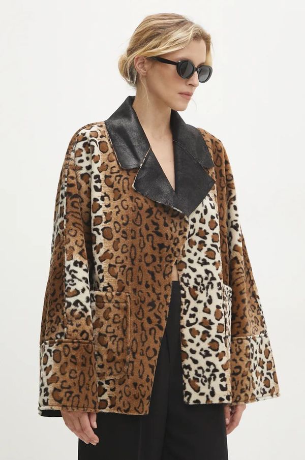 Answear Lab Dvostrani kaput Answear Lab za žene, boja: crna, za prijelazno razdoblje, oversize