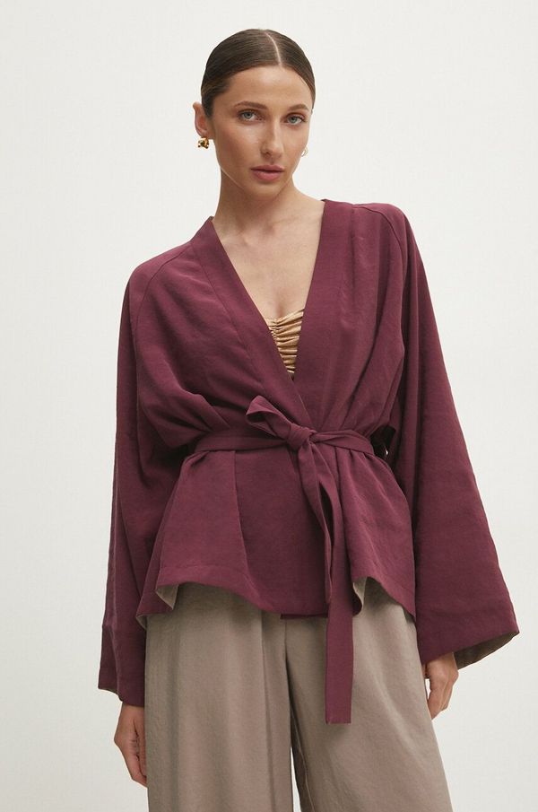 Answear Lab Dvostrani sako Answear Lab boja: bež, oversize, bez uzorka