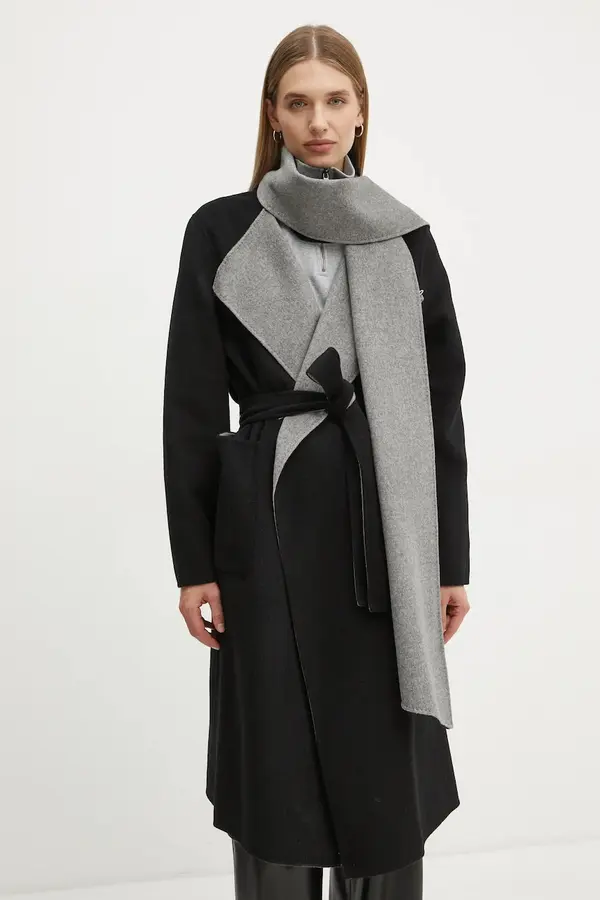 Karl Lagerfeld Dvostrani vuneni kaput Karl Lagerfeld boja: crna, za prijelazno razdoblje, A1W15018