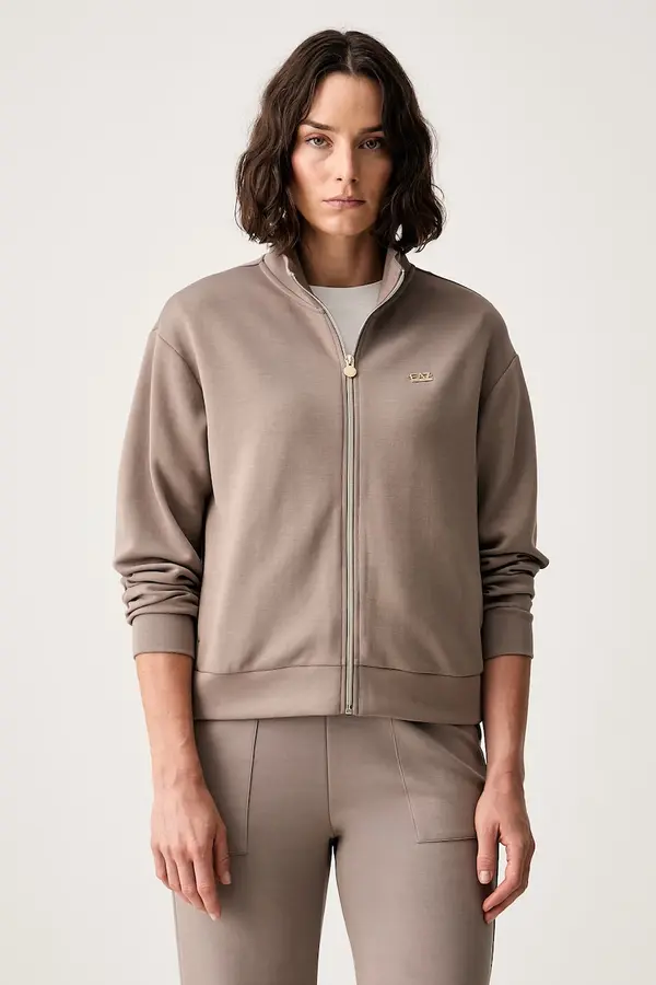 EA7 Emporio Armani EA7 Emporio Armani dukserica na zakopčavanje za žene s modalom