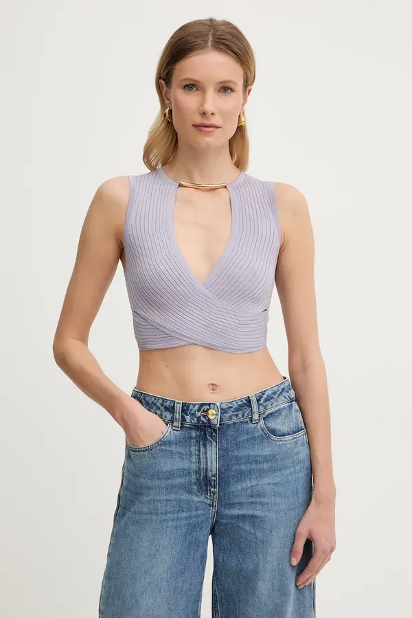 Elisabetta Franchi Elisabetta Franchi bluza na preklop za žene od viskoze