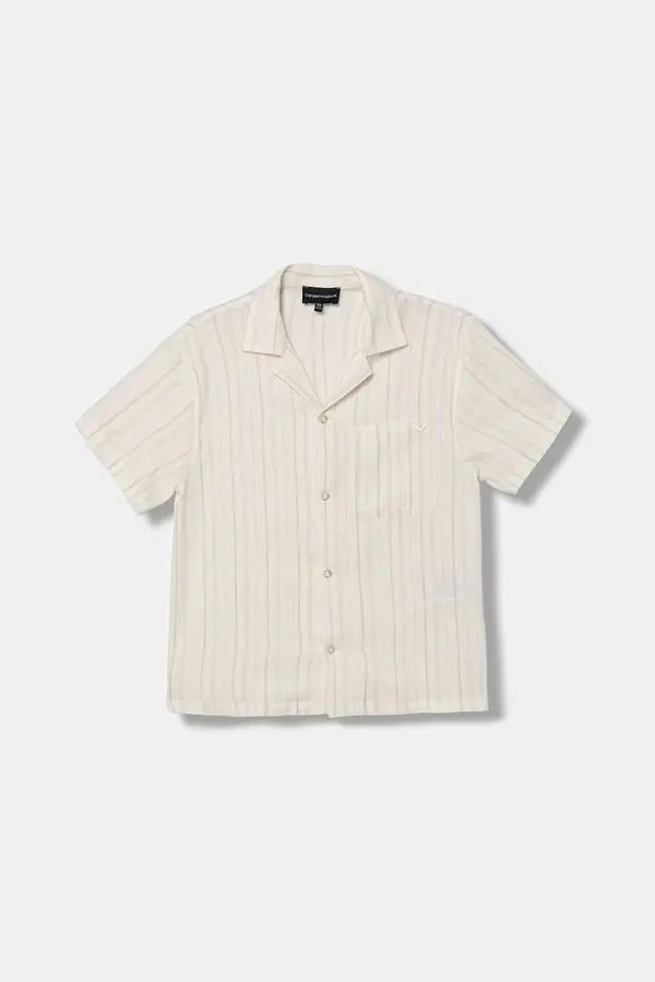 Emporio Armani Emporio Armani bluza košulja za djecu s primjesom lana