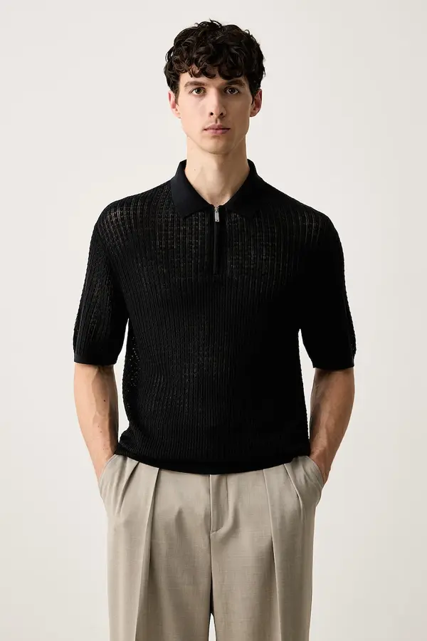 Emporio Armani Emporio Armani pletena polo majica za muškarce s lyocellom