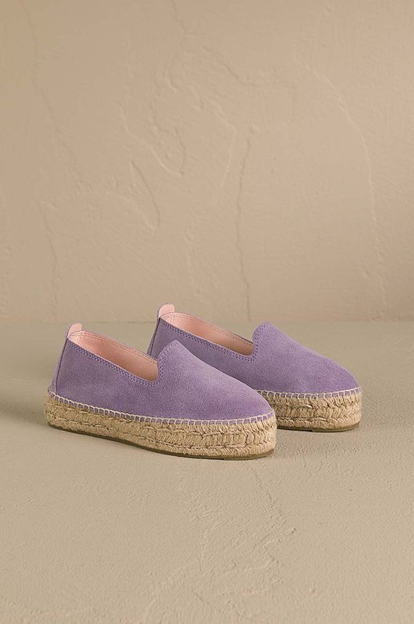 Manebi Espadrile od brušene kože Manebi Hamptons Double Sole Espadrilles boja: ljubičasta, s platformom, R 6.3 D0