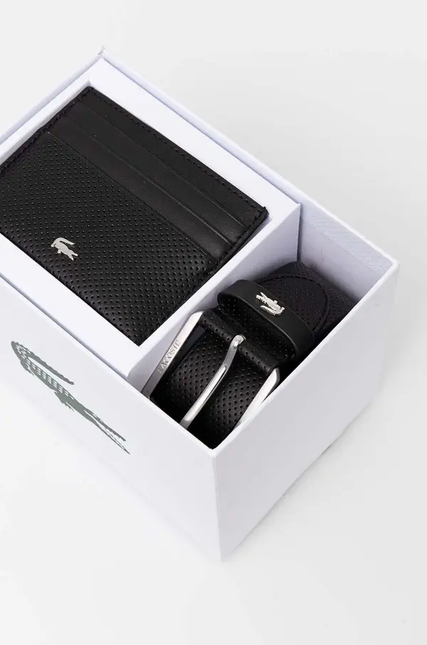 Lacoste Etui za kartice i kožni remen Lacoste boja: crna, RC4092