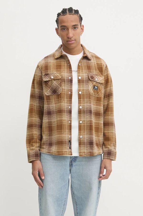 Rip Curl Flis košulja Rip Curl FUN TIMES boja: smeđa, regular, s klasičnim ovratnikom, 03ZMSH