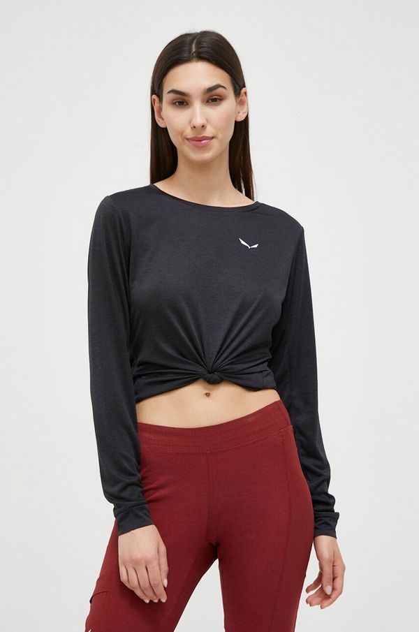 Salewa Funkcionalna majica dugih rukava Salewa Puez Melange Dry boja: crna